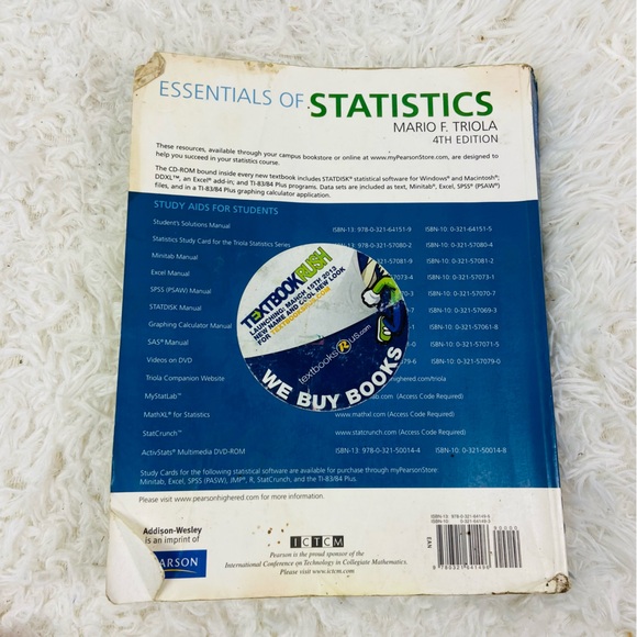 ESSENTIALS OF STATISTICS Mario F. Triola 4th edition collage book - Picture 7 of 9